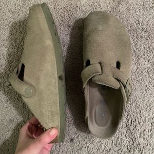 Beige Birkenstock Bostons